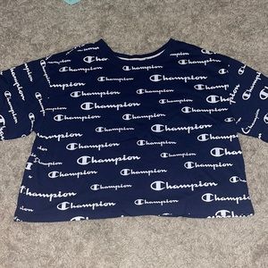 navy blue champion crop top